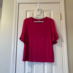 Vince Camuto Size Medium Flutter Sleeve Pink Top